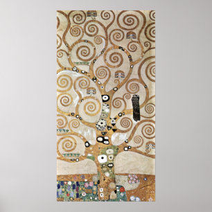 Póster Ouro Gustav Klimt Tree of Life with Bird
