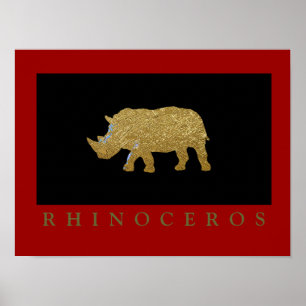 Póster Ouro impresso para rinocerontes