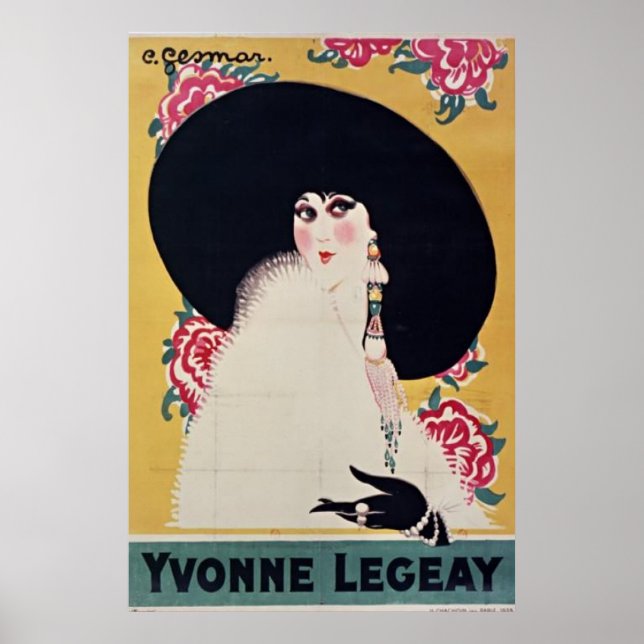 Póster Ouro Jazz Age Yvonne Legeay por Gesmar (Frente)