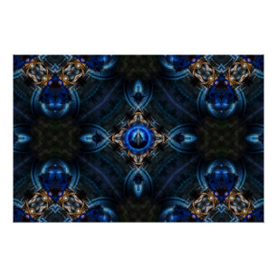 Póster Ouro Kaleidoscópio Poster azul x75 perfeito