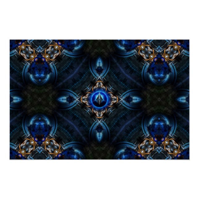 Póster Ouro Kaleidoscópio Poster azul x75 perfeito (Frente)