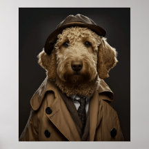 Ouro Labradoodle Vestido Como Sherlock Holmes