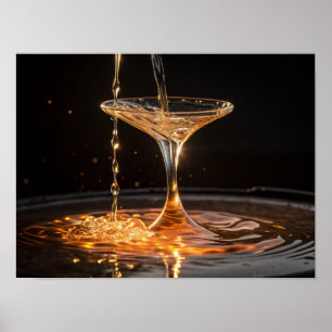 Poster Ouro: Líquido Dourado num copo de cocktail
