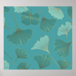 Poster Ouro luxuoso Ginkgo, papel de parede.