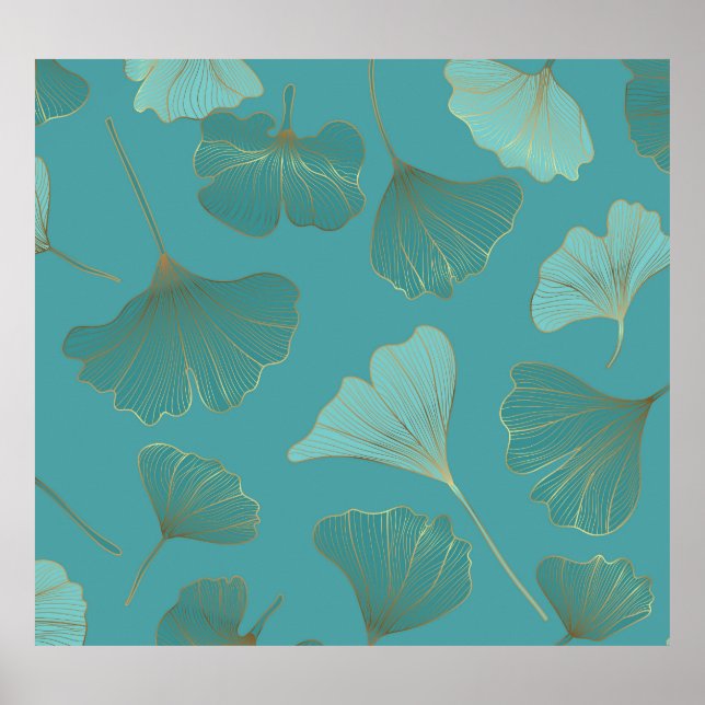 Poster Ouro luxuoso Ginkgo, papel de parede. (Frente)