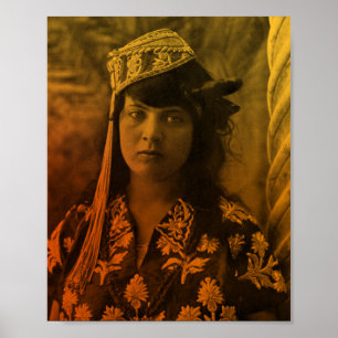 Poster Ouro Magrebe Judia Tunisina Djerba Girl Female