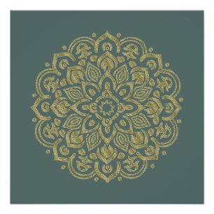 Póster Ouro Mandala - Poster
