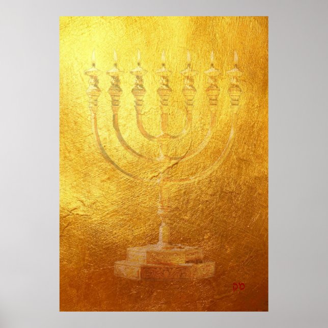 Poster Ouro Menorah Judaica (Frente)