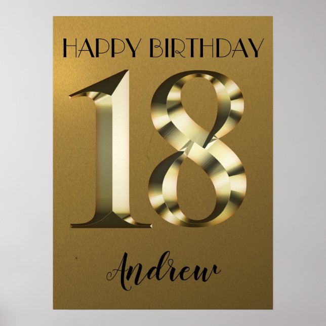 Poster Ouro metálico 18.º aniversário (Frente)