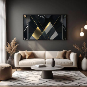 Poster Ouro Moderno e Abstrato Preto