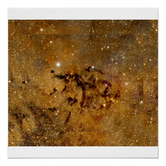 Póster Ouro Nebula Starfield - Arte de Parede Cósmica (Frente)