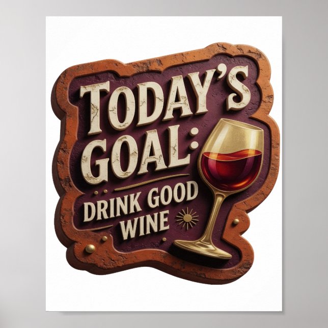 Poster Ouro Ousado OBJETIVO DE HOJE BEBER VINHO BOM (Frente)