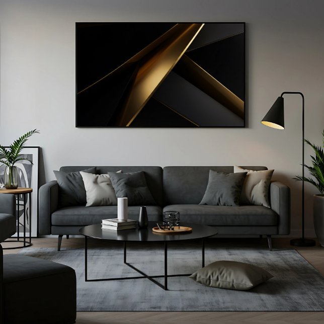 Poster Ouro Preto Abstrato Geométrico Luxuoso (Criador carregado)