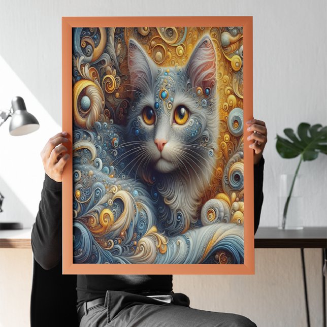 Poster Ouro: Retrato Felino em Olhos Amarelos (Criador carregado)