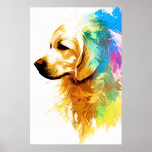 Poster Ouro Retriever Cachorro Natureza Selvagem Pintura