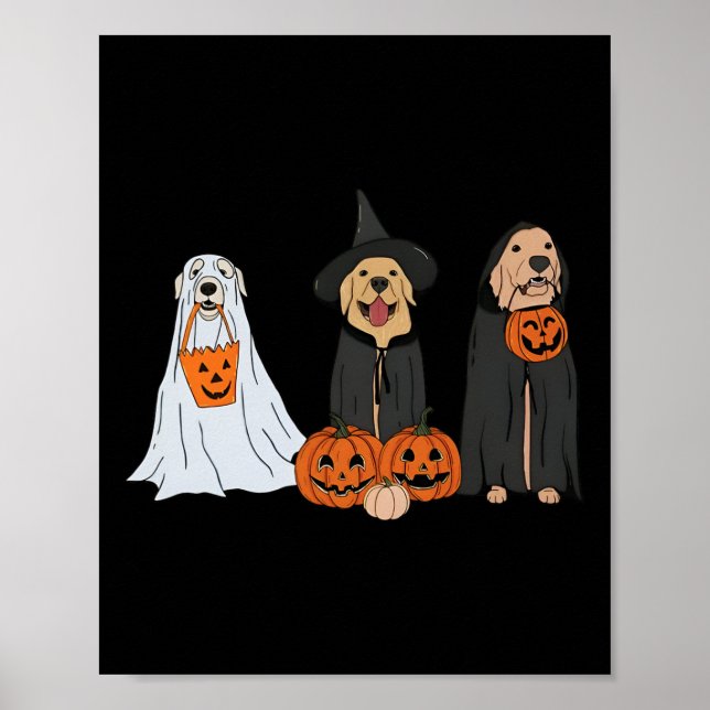 Poster Ouro Retriever Ghost Halloween Trick Ou Tratar Do (Frente)