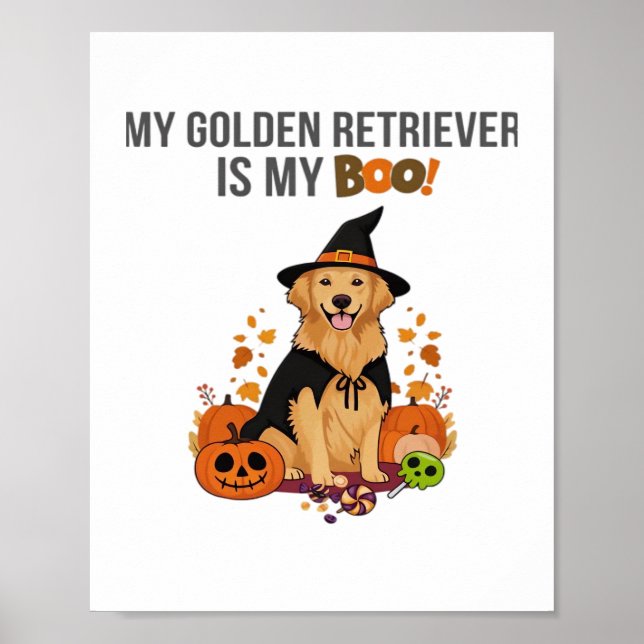 Poster Ouro Retriever Halloween Cachorro Meu Ouro Recuper (Frente)