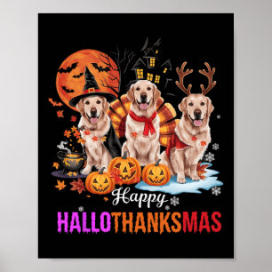 Poster Ouro Retriever Happy Hallothanksmas Halloween