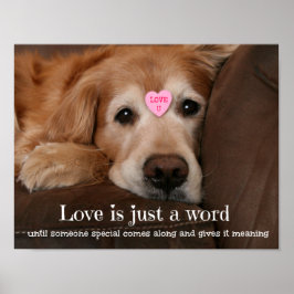 Poster Ouro Retriever Love é apenas uma palavra