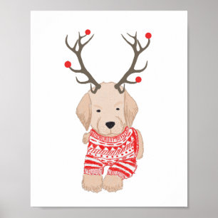 Poster Ouro Retriever Puppy Natal Sweet Antlers