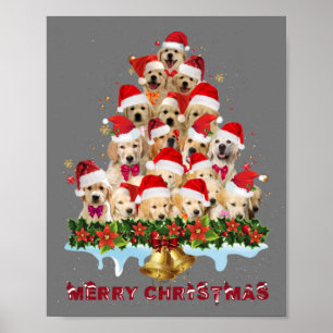 Poster Ouro Retriever Santa Hat Xmas Cães Feliz Natal