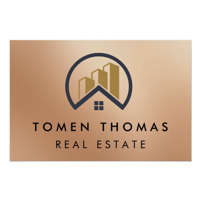 Póster Ouro Rosa | Imobiliário de Cor Vermelha (Frente)