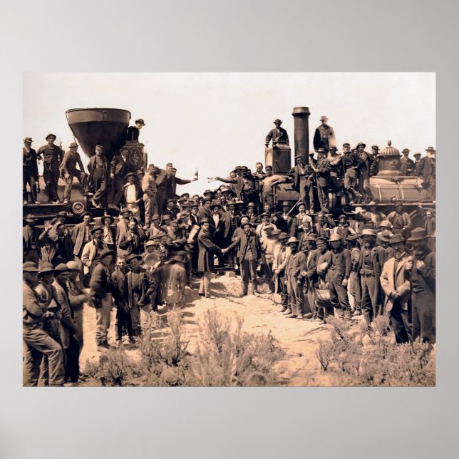 Póster Ouro Spike Transcontinental Railroad 1869 (Frente)
