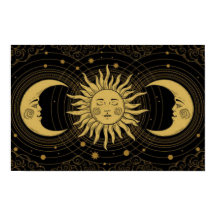 Ouro Sun-Moon na meia-noite Black Celestial