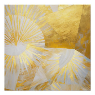 Póster Ouro Sunbursts em Prata Dawn