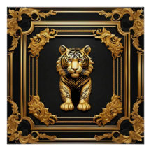 Ouro tigre e quadro decorativo preto