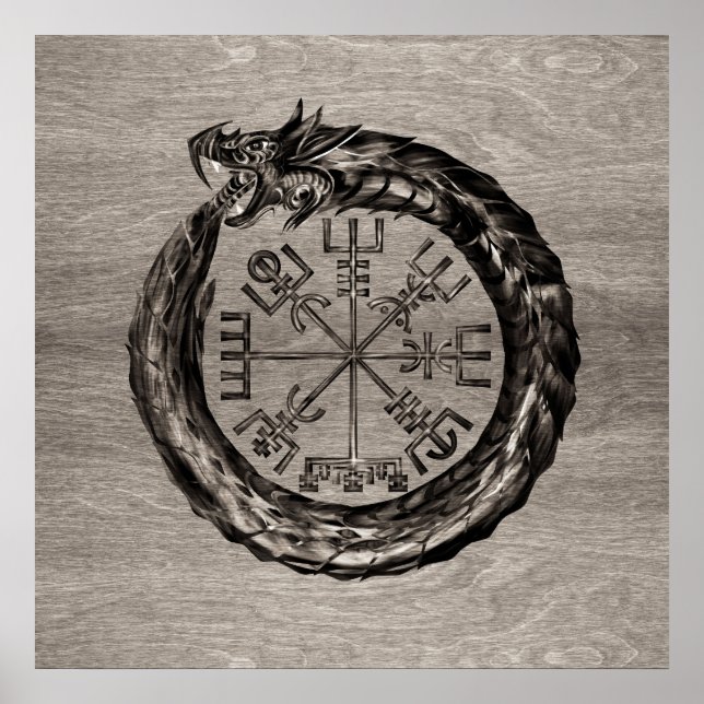 Poster Ouroboros com Vegvisir (Frente)