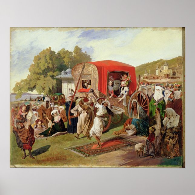 Poster Outdoor Fete na Turquia, c.1830-60 (Frente)