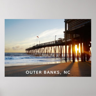 Poster Outer Banks da Carolina do Norte OBX Avalon Pier d