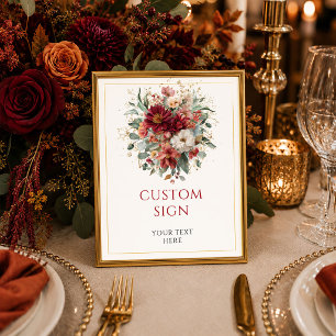 Poster Outono Burgundy Dourado Floral Terracota ta person