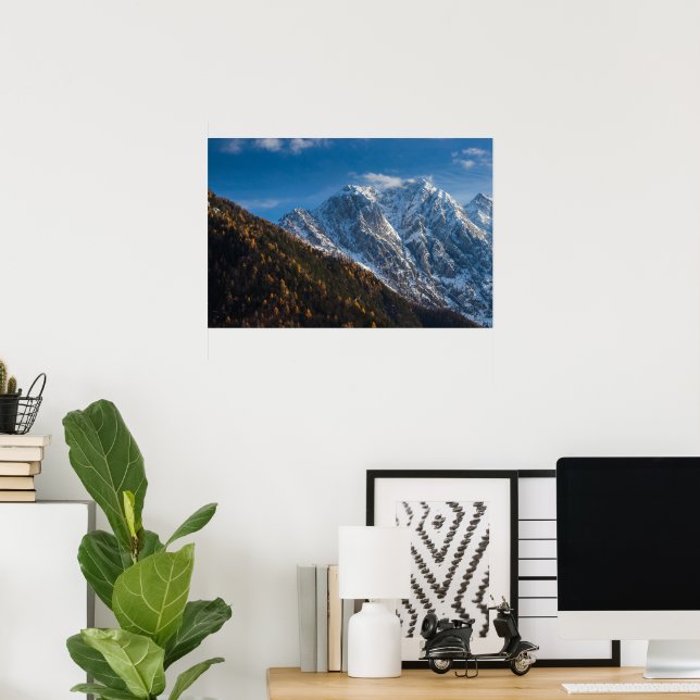 Poster Outono e inverno nas montanhas nevadas (Escritório em casa)