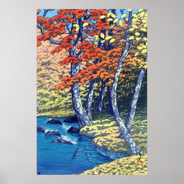 Poster Outono em Oirase Kawase Hasui 1933 (Frente)