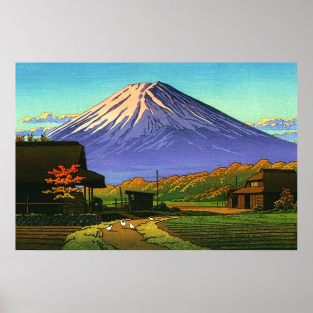 Poster Outono no Funatsu Mt Fuji Kawase Hasui 1953 (Frente)