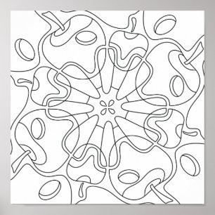 Poster Outono Pacífico: Coloração de Maçãs Abstrato