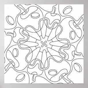 Poster Outono Pacífico: Maçãs Abstratas para Colorir