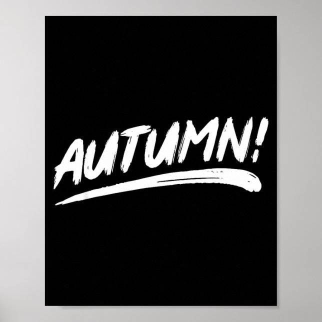 Poster Outono! - que diz outono em um estilo de pincelada (Frente)