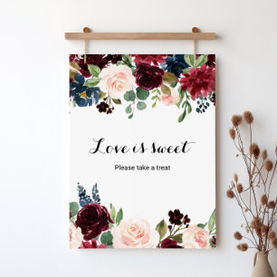 Poster Outono Rústico Deslumbrante Borgonha O Amor é Doce