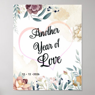 Poster Outro Ano de Amor Aniversário – Casamento Romântic