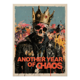Póster "Outro Ano de Caos" Design do Rei Caveira Punk