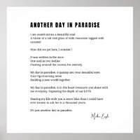 Outro dia no paraíso poema arte em paredes brancas
