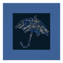 Outubro Chuva com a tipografia do guarda-chuva azu