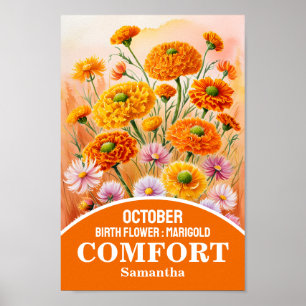 Poster Outubro Nascimento Mês Flor, Arte Cristã de Muro