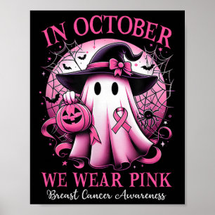 Poster Outubro Vestimos o Cancer de Mama das Bruxas Rosa