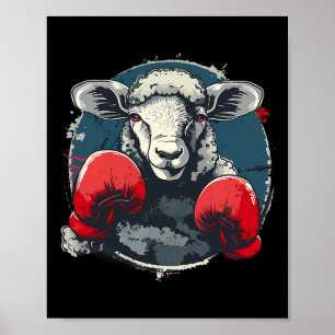 Poster Ovelha Boxeando Com Luvas de Boxe Kickboxing Engra