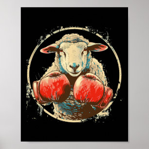 Poster Ovelha de Boxe Luta de Boxe Luvas de Boxe Kickboxi