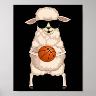 Poster Ovelha engraçada usando óculos de sol jogando Skat